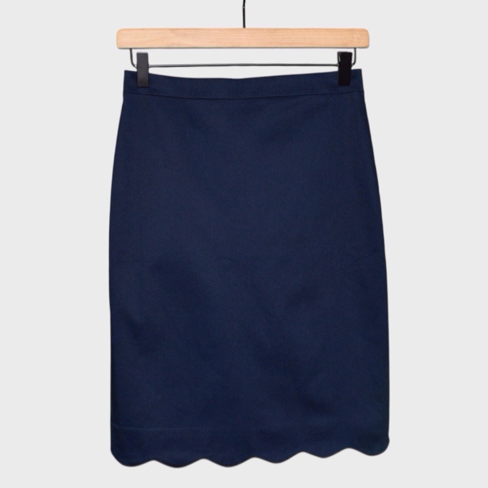 J Crew Cotton Scalloped Hem Pencil Skirt